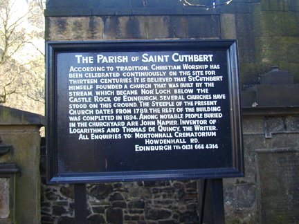 Sign on Church of St. Cuthbert