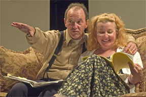 Michael Childers and Lee Anne Moore rehearsing a scene