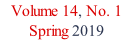 Volume 14, No. 1 Spring 2019       Spring 2018